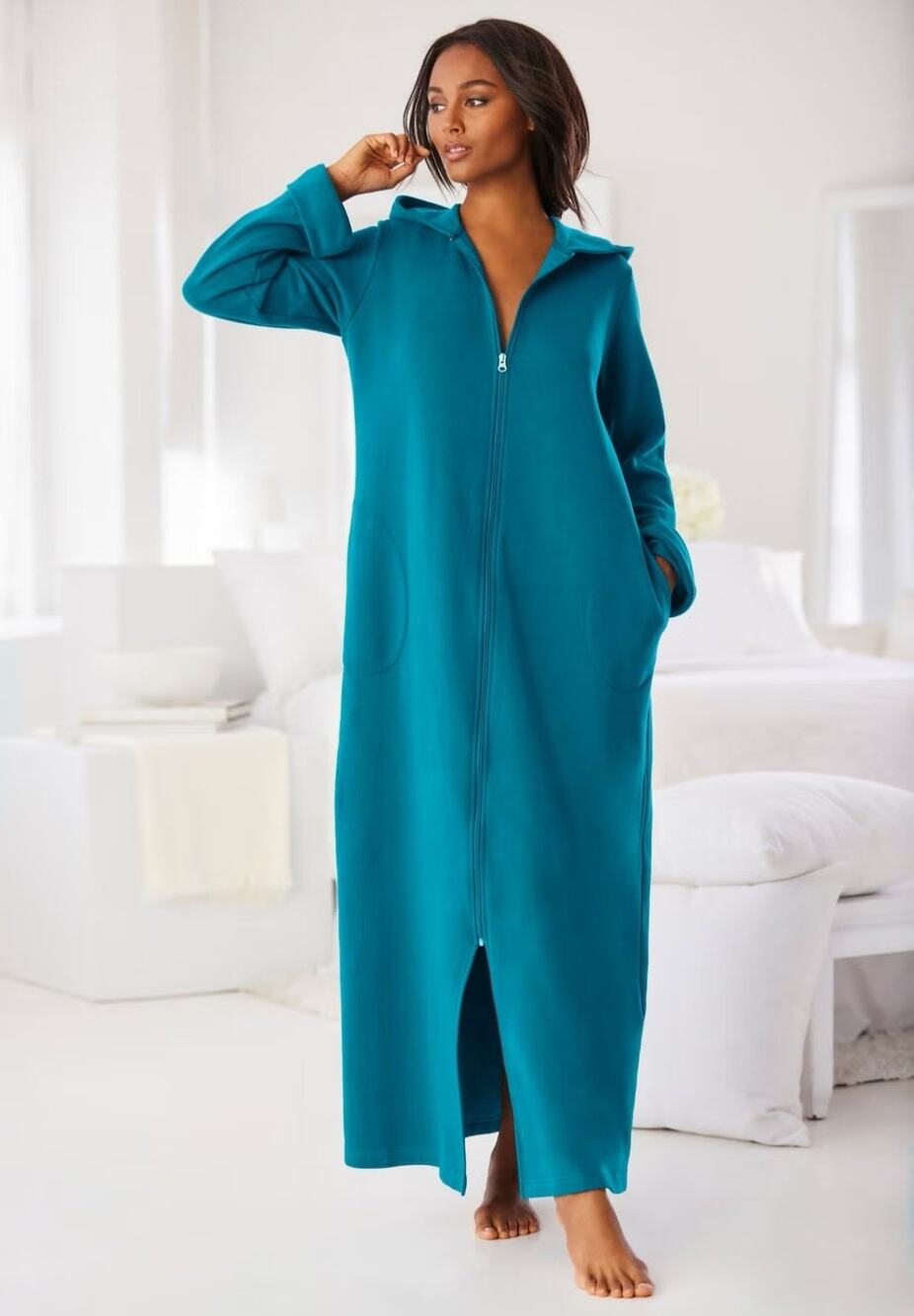 Dreams & Co Plus Size Long Hooded Fleece Sweatshirt Robe 4x Winter Comfort New